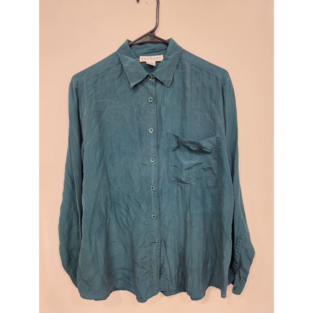 Vintage Rapport‎ 100% Silk Button Front Blouse Oversized Quiet Luxury Capsule